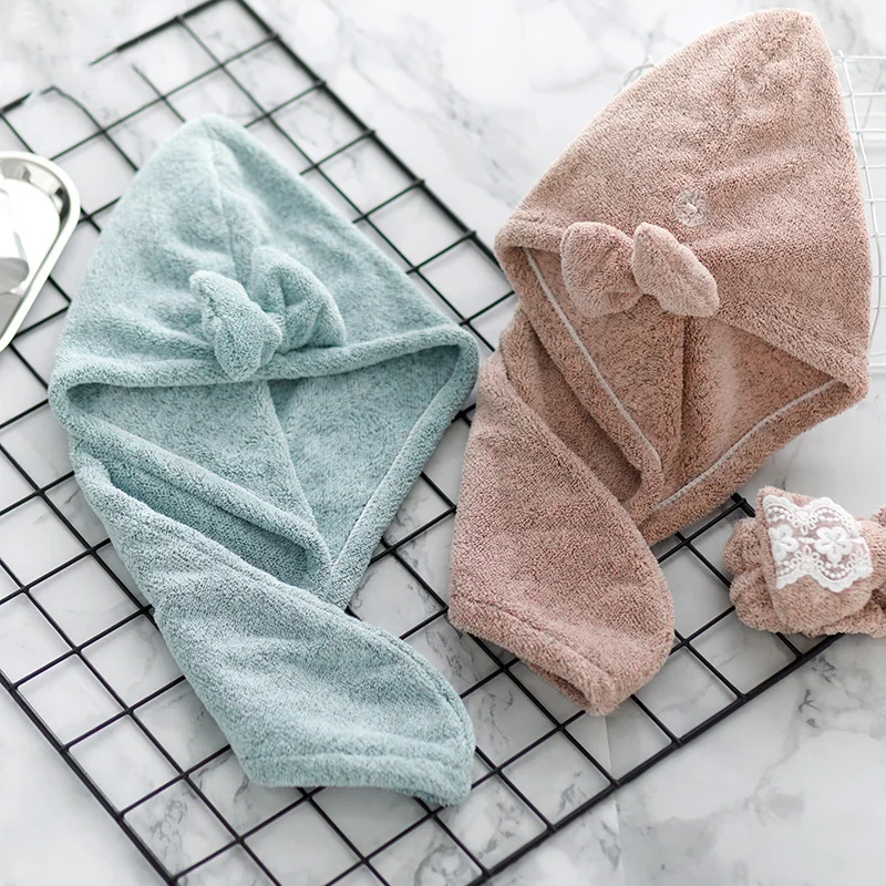 Eco-friendly Super Absorbent Hair Towel Soft Bath Head Turban Wrap Quick Dry Shower Hair Towels Hat For Drying Hair Women Girls