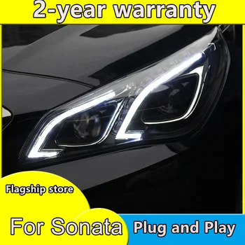 

Car Styling for Hyundai Sonata 9 2015 2016 2017 Headlights LED Headlight DRL Lens Double Beam Bi-Xenon HID Accessories