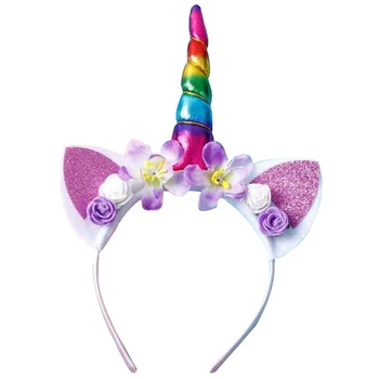 

Fashion Girls Flower Cat Ear Unicorn Party Hairbands Children Birthday Party Hair hoop Headwear Headbands Kids Hair Accessories