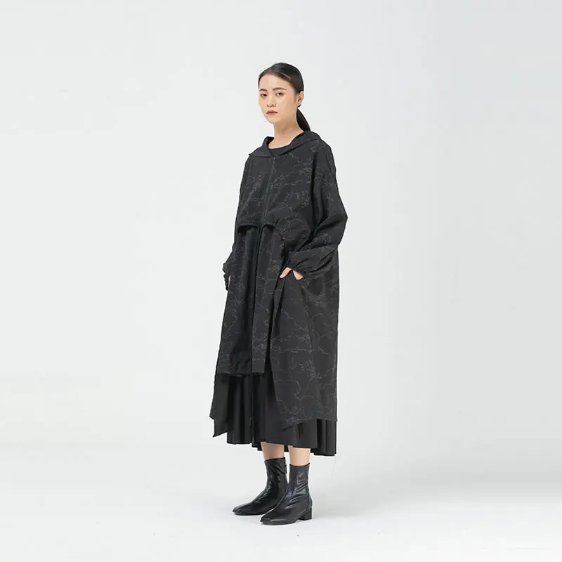 XITAO Patchwork Print Pattern Trench Women 2020