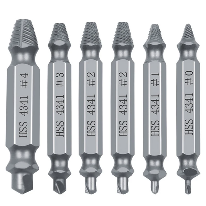 New 6Pcs Good Quality Screw Extractor Set Great For Stripped Broken Stuck Or Damaged And Screw Removal Remover Tool Power Tools