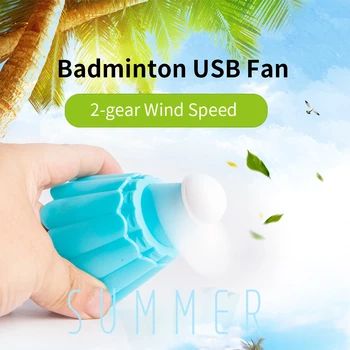

Badminton USB Mini Fan Portable Mini USB Fan 2-gear Wind Speed Fashion USB Rechargeable Fan Pink/Blue