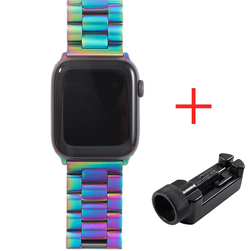 Ремешок для наручных часов Apple Watch, для детей 4, 5, 42 мм, 38 мм, версия 1/2/3 11 цветов металлический Нержавеющая сталь Ремешок Браслет ремешок для наручных часов iWatch серии 4 44 мм 40 мм - Цвет ремешка: 5QC with tools