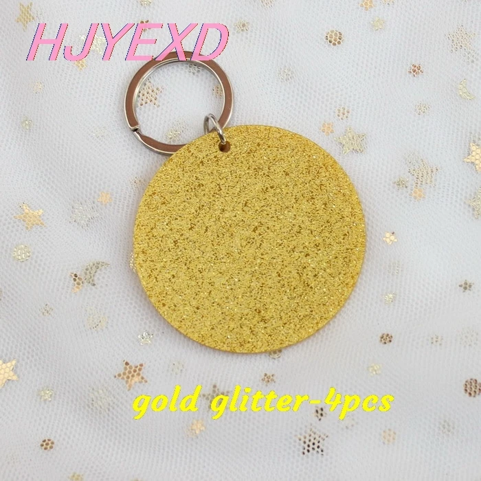 gold glitter-4pcs 63 мм акриловый круглый брелок с кольцом тумана Блестящий прозрачный черный круг брелок монограмма 2,5 дюймов Лазерная Cut-KC012 - Цвет: gold glitter-4pcs