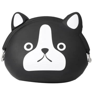 

Women Girls Wallet Kawaii Cute Cartoon Animal Silicone Jelly Coin Bag Purse Kids Gift Black dog