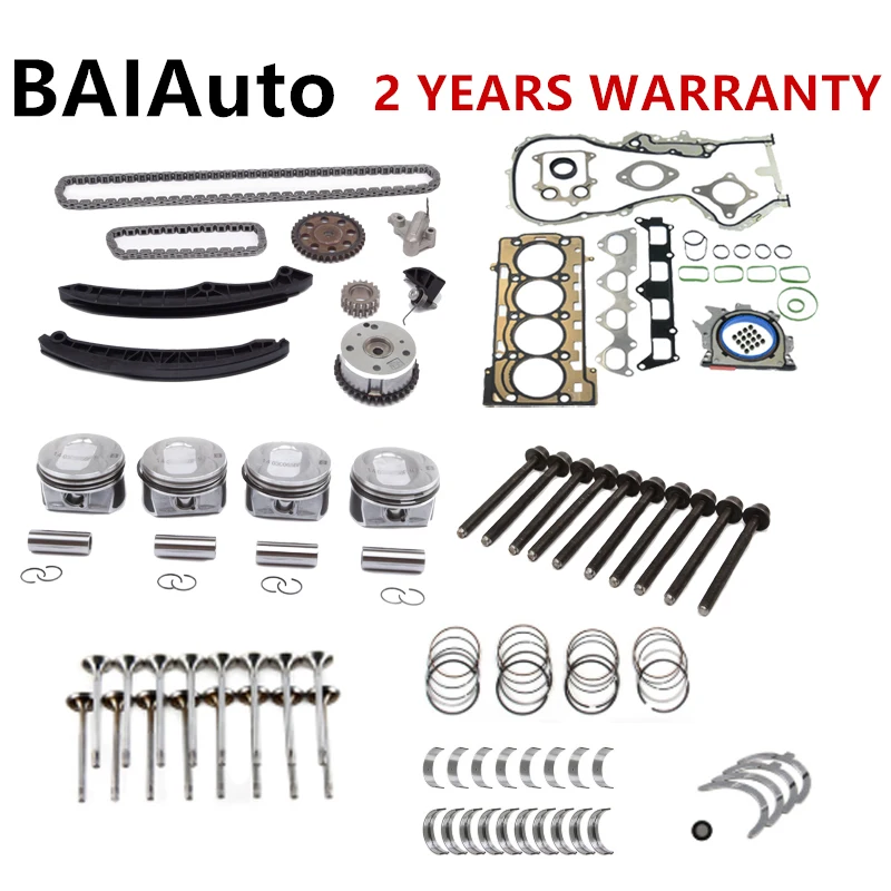 1.4t Engine Timing Chain Cylinder Head Gasket Piston Rings Set For Audi