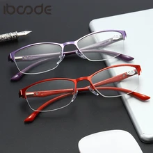 Iboode очки для чтения TR90, металлическая полуоправа, женские весенние очки для дальнозоркости и дальнозоркости, очки унисекс+ 1,0 до+ 4,0