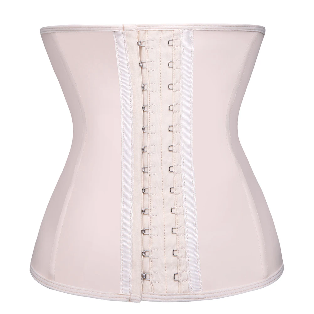 Women Rubber Latex Waist Trainer Corset Body Shaper Slimming Belt Waist Cincher2 layer 9 Steel Bones Shapewear