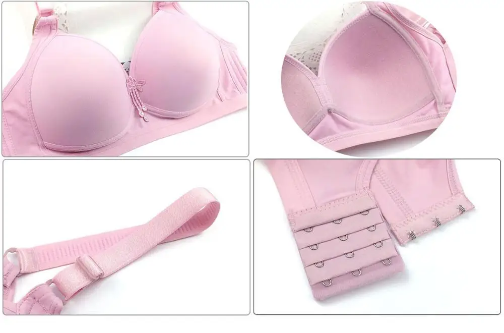 5 Colors French fashion Lavender black bra women wire free Big Bust 75 80 85 90 95 100 B C D cup bralette push up tops bh C07 6