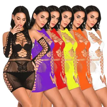 

Fashion Plus Size Sexy Lingerie Erotic Babydoll Underwear Women's Black Lace Nightdress Large Size Costumes Sleepwear Dress