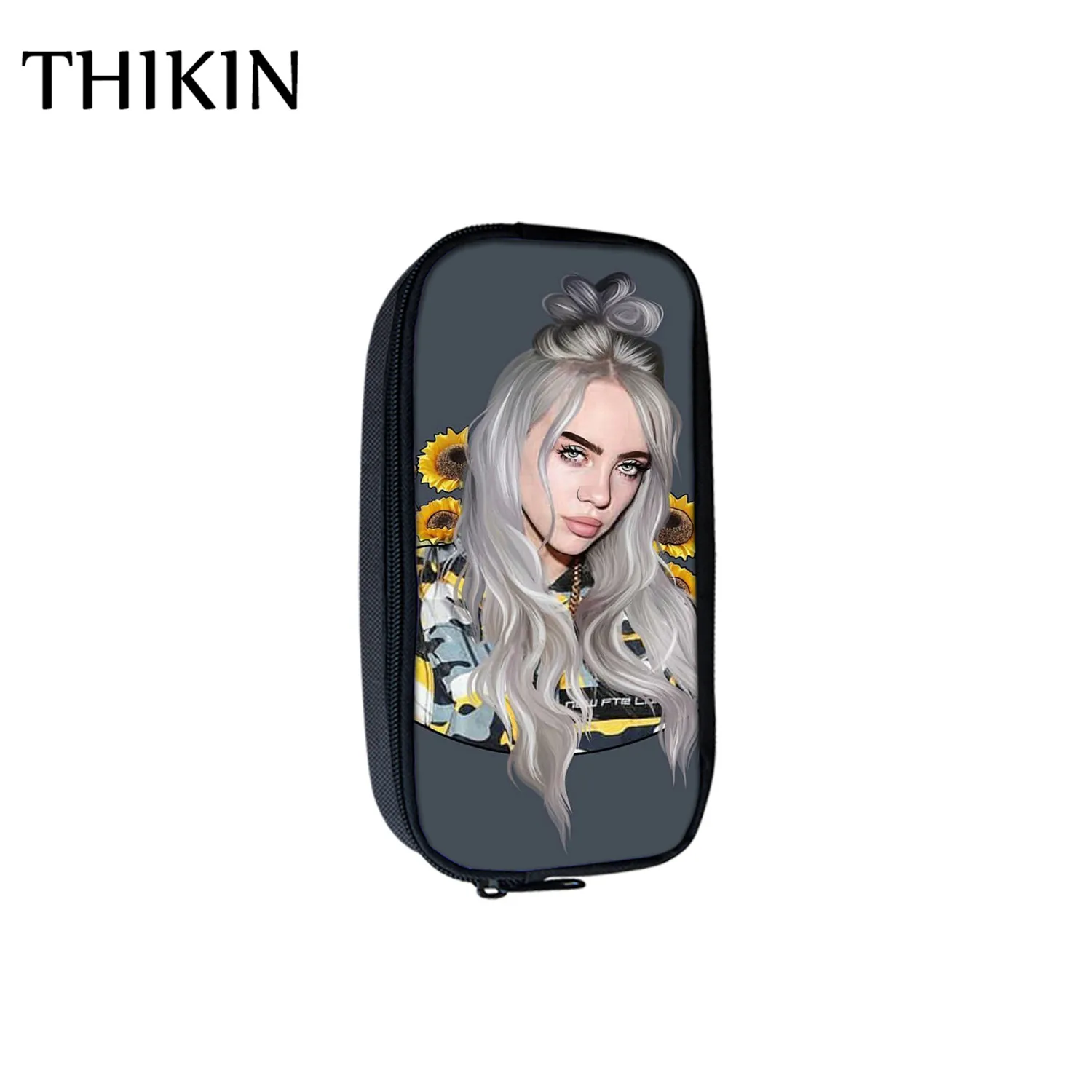 THIKIN Fashion Singer Rapper Billie Eilish, косметички с принтом, сумка-Карандаш для девочек-подростков, мини-сумочка для карандашей, детские школьные принадлежности