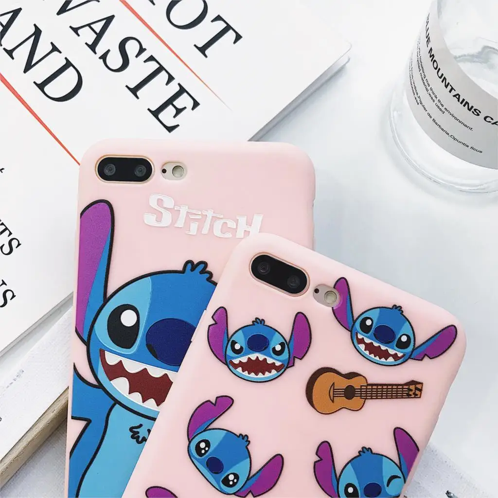 Dibujos Animados lindo Rosa Stich Stitch mate tpu funda de teléfono para iPhone 7 8 6 6s Plus X XR MAX suave tpu carcasa funda Fundas|Fundas ajustadas| - AliExpress