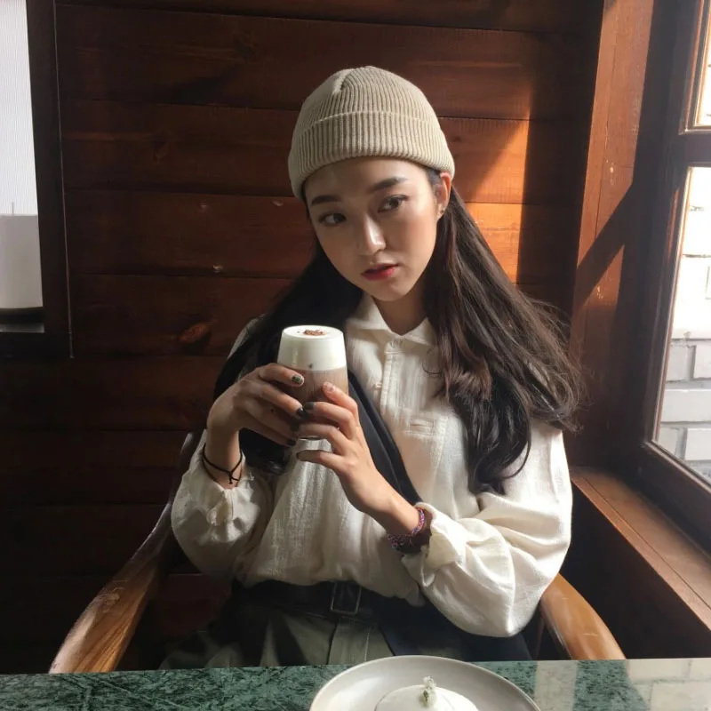 Корейские милые мужские однотонные зимние вязаные милые Ulzzang Панк Новые забавные ins Женские повседневные модные хип-хоп пара из кожи дыни шляпа