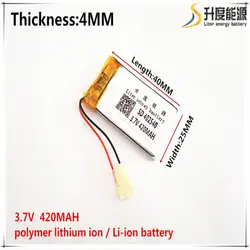 1 шт [SD] 3,7 V, 420 mAH, [402540] полимер литий-ионный/литий-ионный аккумулятор для игрушки, POWER BANK, gps, mp3, mp4, мобильный телефон, динамик