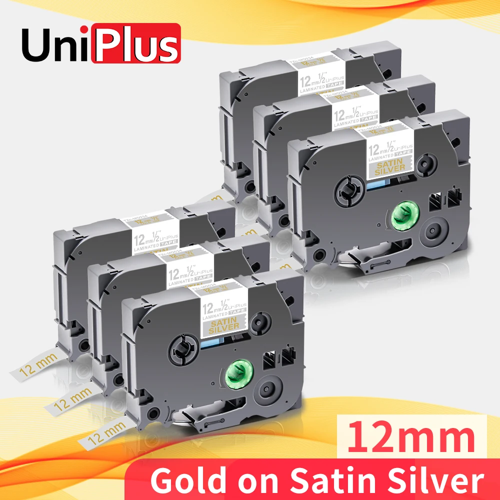 UniPlus 6PK лента для этикеток шелковая этикетировочная совместимая MQ934 Золотая на