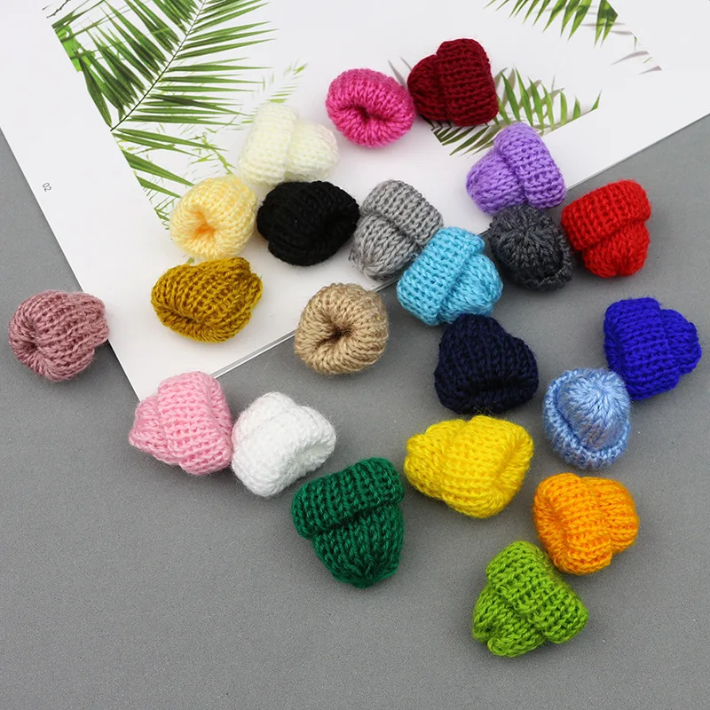 Craft Supplies 10-50Pcs Knitting Color Mini Hats DIY Craft Supplie Kids Headwear Hair Accessories Brooch Crochet Decor Toys Ornaments Small Cap