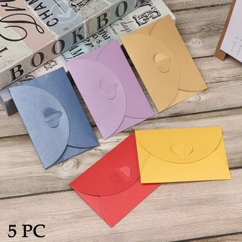 

5Pcs/Set 10.5 * 7.5CM Multicolor Love Buckle Paper Envelope Bag School Stationery Office Business Gift Envelope Bag
