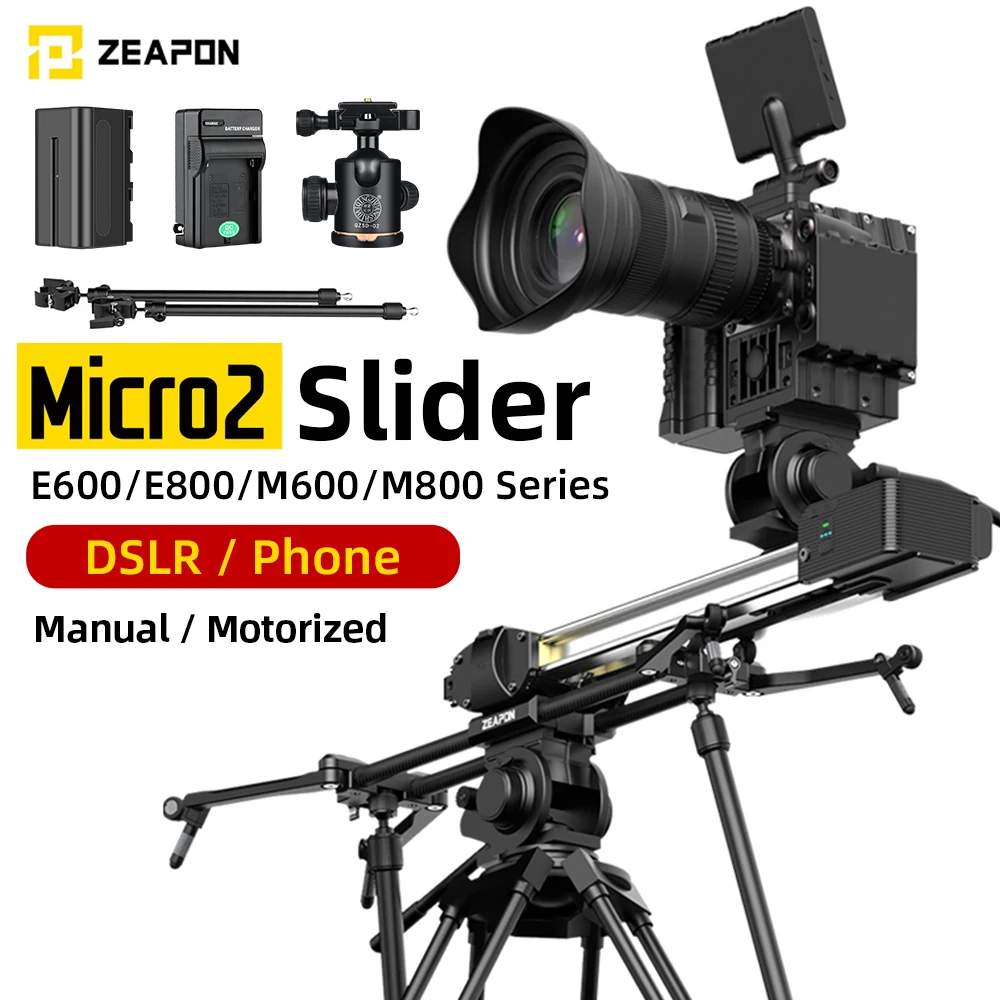 Zeapon Micro 2 E600 E800 M600 M800 DSLR Camera Rail Slider Ultra Silent Motorized Double Distance Track Slider for Camera