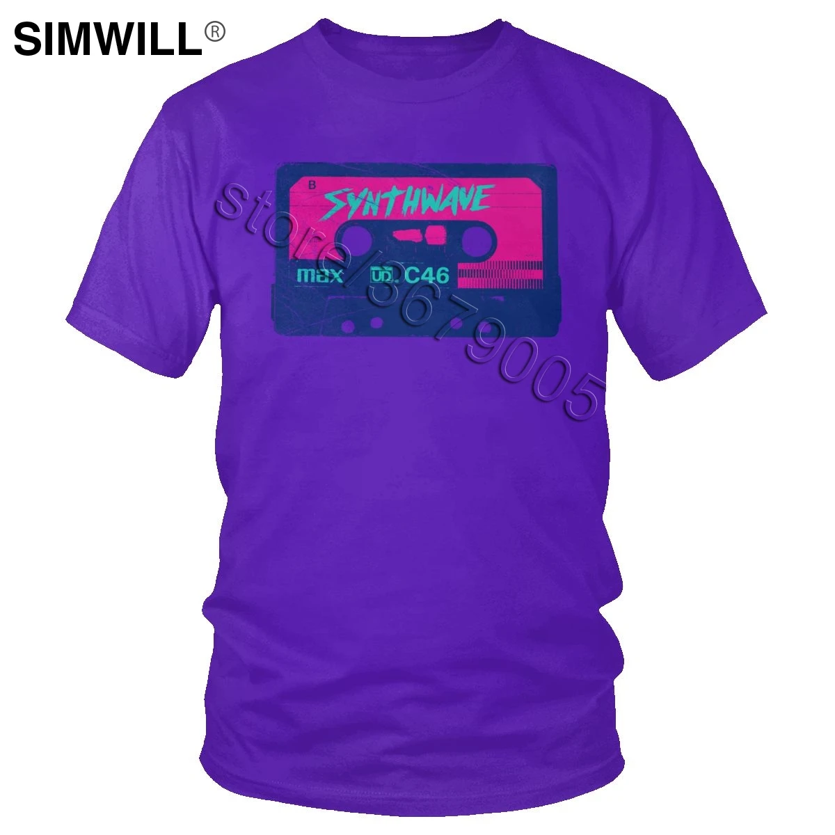 Мужская футболка с синthwave Retrowave, Винтажная футболка с лазерным приводом, футболка с коротким рукавом, хлопковая Футболка с графическим принтом, модная одежда - Цвет: Фиолетовый