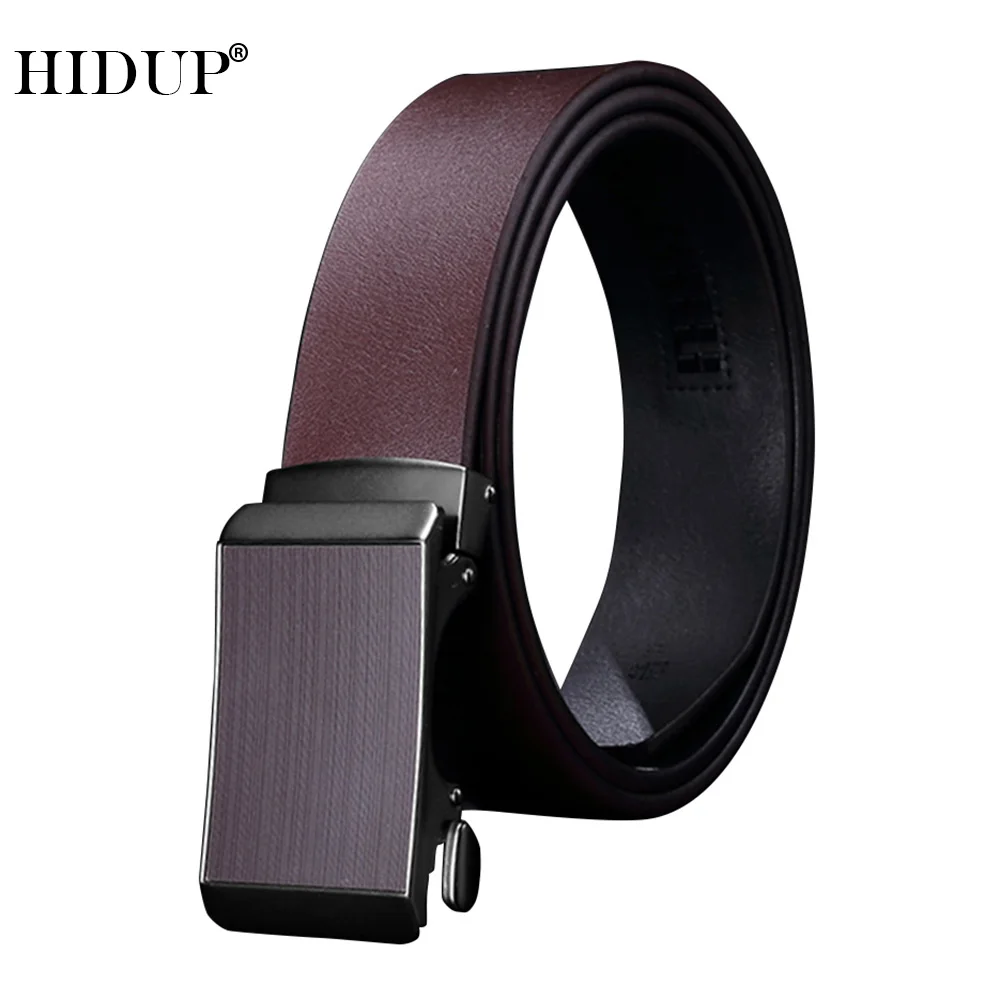 HIDUP Men's Unique Design Formal Style Automatic Ratchet Belt Men Good Quality Real Cow Genuine Leather Belts Clothing ZDWJ170