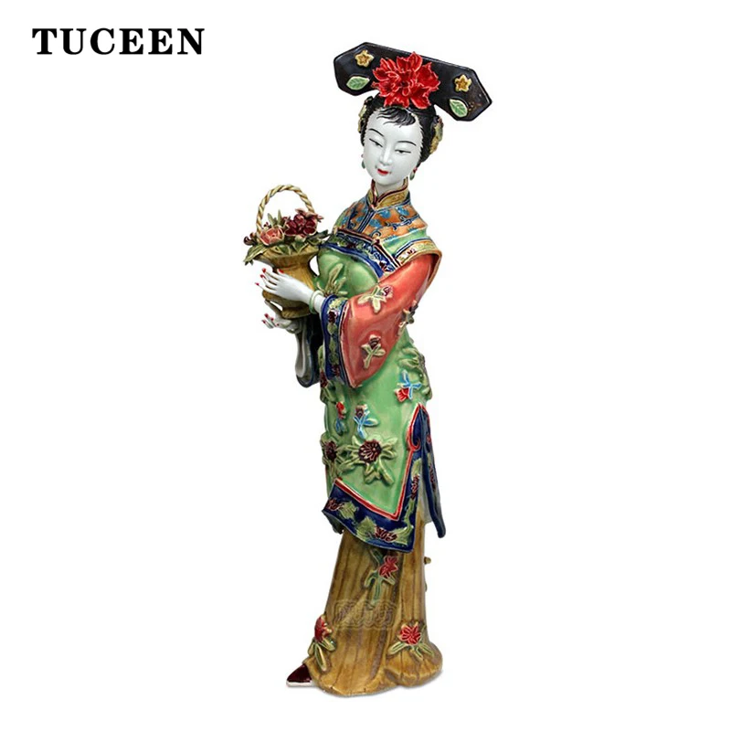 Antique Chinese Lady Ceramic Statue Chunyi Pure Manual Figure Craft Collectible Porcelain Figurine Vintage Home Decor | Дом и сад