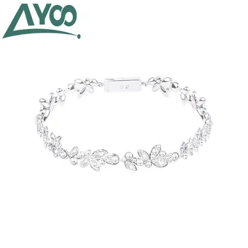 

[New product] AYOO 2020 new high-quality charm white gold crystal bracelet flower bracelet jewelry for women