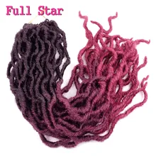 Полная звезда Faux Locs кудряшки 1-9 шт Nu Locs Омбре плетение волос Вязание крючком синтетические плетеные Locs коричневые волосы