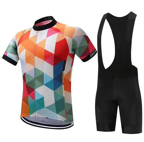 Jersey and Pants Мужские летние pro Велоспорт BIB велосипед комплект одежды короткий mtb Джерси Комплект Одежда мальлот велосипедный триатлонный костюм платье мужской - Цвет: Jersey and Pants