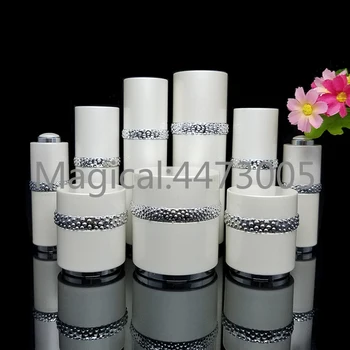 

10pcs/lot White Empty 30/50g Acrylic Face/Eye Cream Jar Cosmetic 100ml Lotion Pump Bottle 15ml Essential Oil Dropper Container