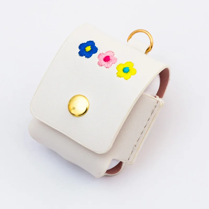 Bentoy Вышивка Цветы Airpod чехол для хранения лазер PU наушники сумка для хранения беспроводной Bluetooth чехол Hyun Ah стильное портмоне для монет - Цвет: white