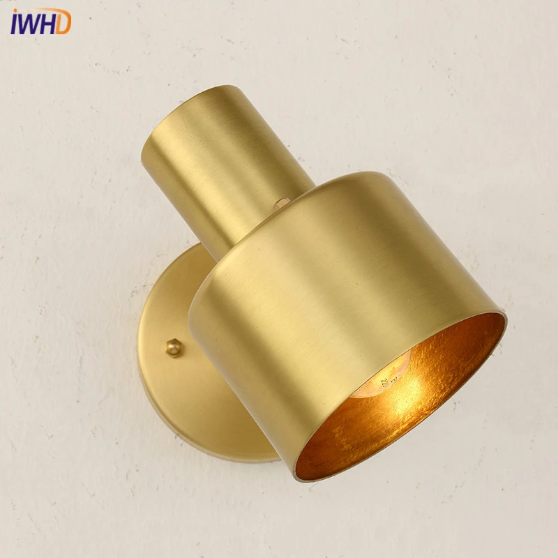 Brass Copper LED Wall lamp Modern Nordic Sconce Wandlamp E27 Simple Bedroom Bathroom Mirror Light Applique Murale Luminaire (2)