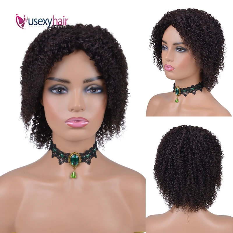 

Usexy Jerry Curl Human Hair Wigs Afro Natural Kinky Curly Short Bob Full Machine Wig Brazilian Remy Hair Wigs For Black Women