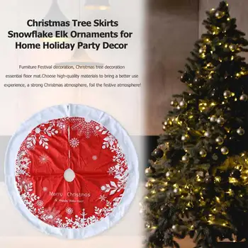 

Christmas Tree Skirt 48inch Snowflake Pattern Plush Tree Mats for Party Home Decorations