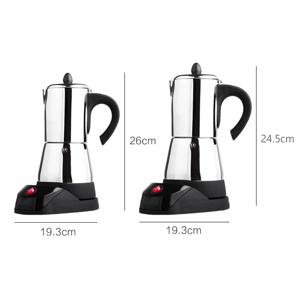 Portable Electric Espresso Coffee Maker Moka Pot Stainless Steel Latte Percolator Stove Top Coffee Maker Kettle 4/6 Cup Home