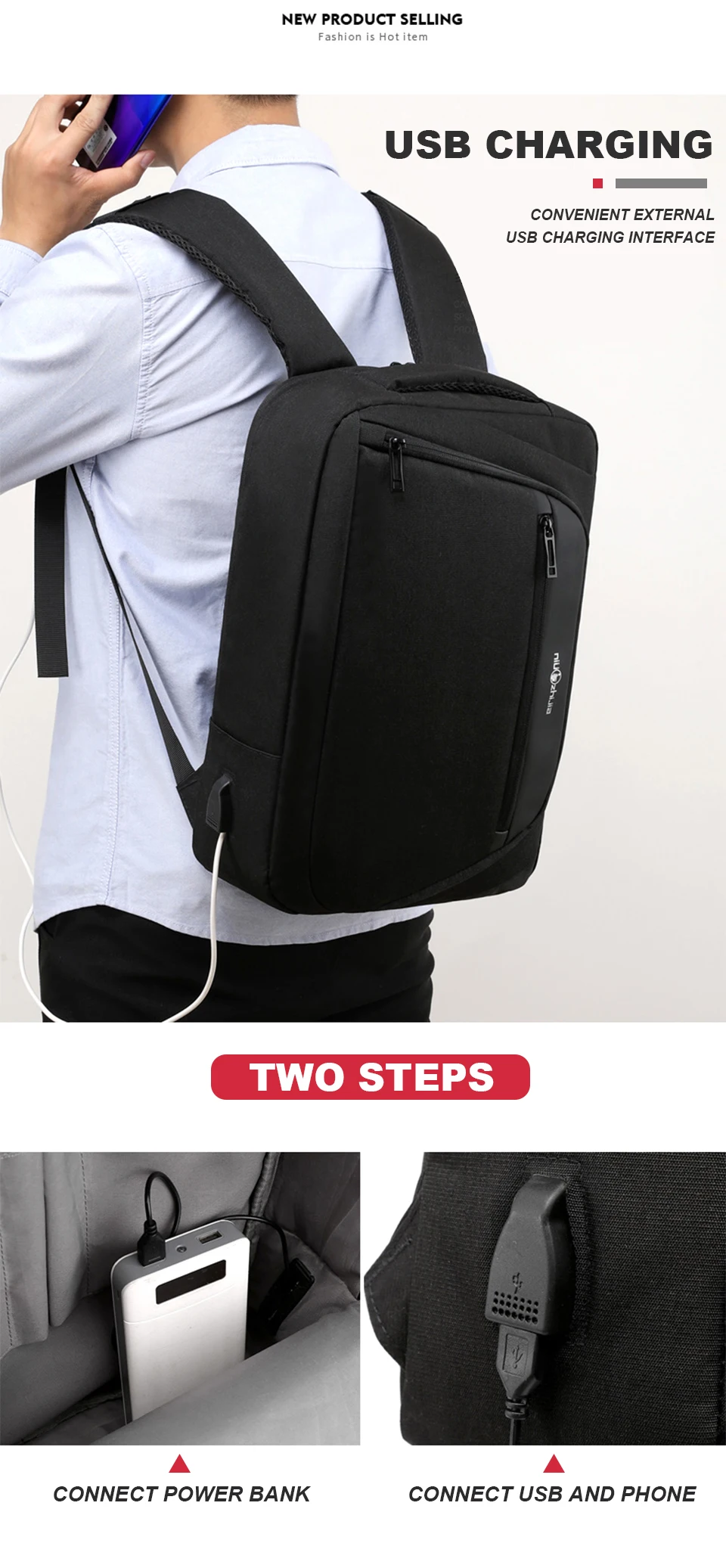 Рюкзак для путешествий, мужской бизнес-рюкзак для ноутбука, 15,6 дюймов, сумка для ноутбука, водонепроницаемая, usb зарядка, мужской рюкзак, школьная, Студенческая, унисекс сумка