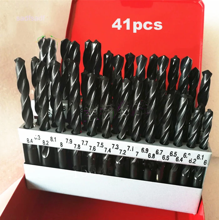 41pcsdifferentsizes6mm10mmhssdrillbitsetblackdrillbitset