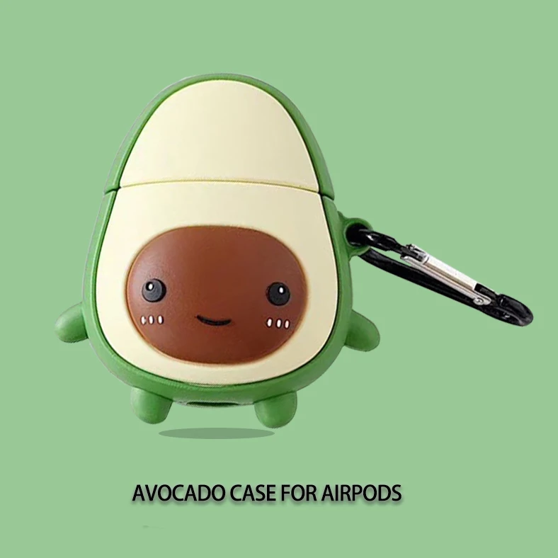 Airpods чехол авокадо силиканый чехол для Apple Bluetooth Головные уборы 1/2 поколения зарядная коробка антиосенний глиттер-блёстки