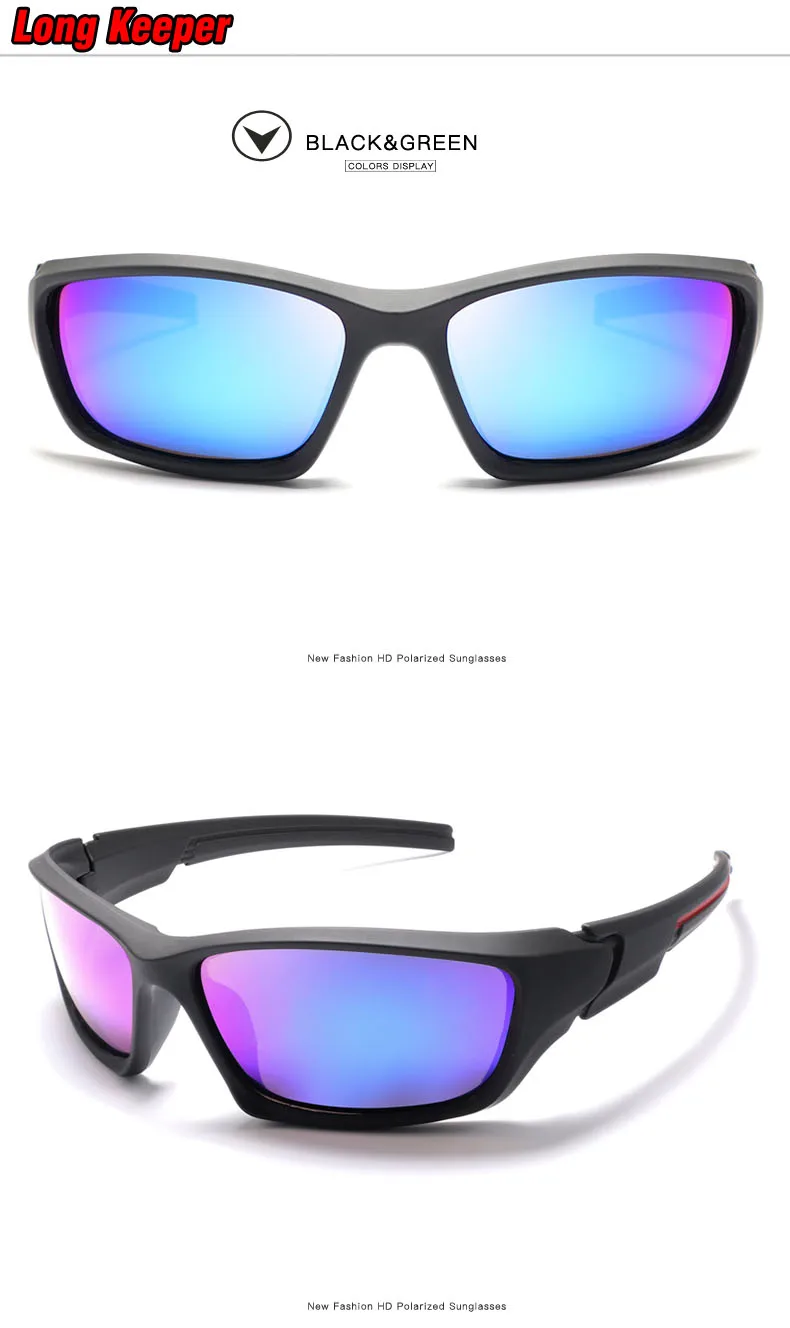 Мужские поляризационные солнцезащитные очки, мужские Квадратные Солнцезащитные очки ночного видения для рыбалки, вождения, спорта, женские Брендовые очки Gafa - Цвет линз: Black Green