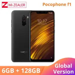 Глобальная версия Xiaomi POCOPHONE F1 POCO F1 6GB 128GB Snapdragon 845 мобильный телефон 6,18 ''полный экран Двойная камера AI LiquidCool CE