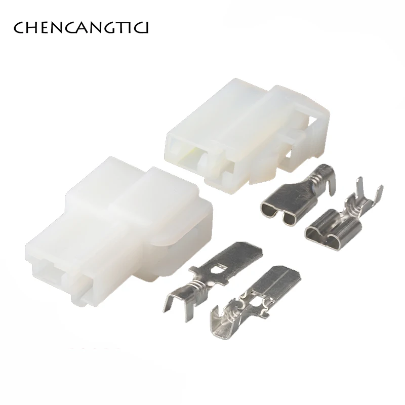 

5 Sets 2 Pin way 6.3mm Series Connector Automotive Plug with Terminal Made in China 6070-2471 6070-2481 For Car DJ7022A-6.3-11