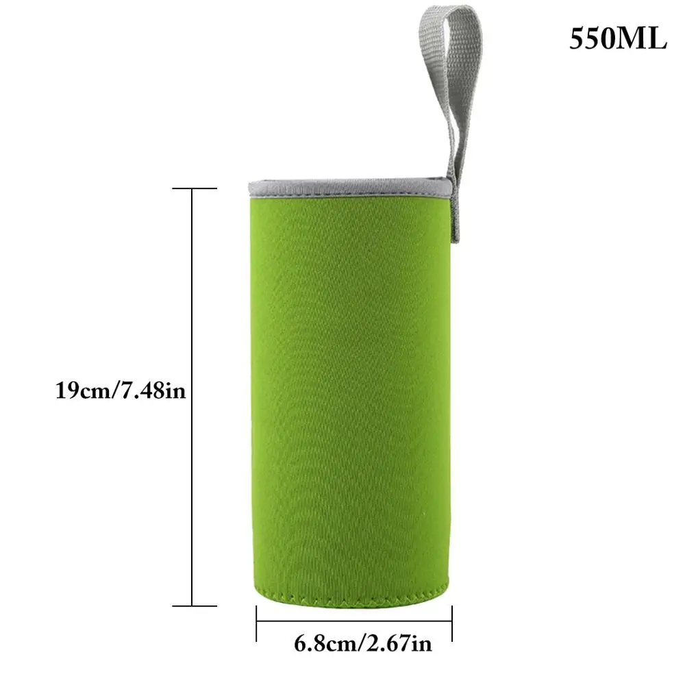 Green 550ml Спортивная крышка для бутылки воды, Неопреновая изоляционная втулка, сумка, чехол для 550 мл, портативный набор вакуумных чашек, спортивные аксессуары для кемпинга - Цвет: Green 550ml