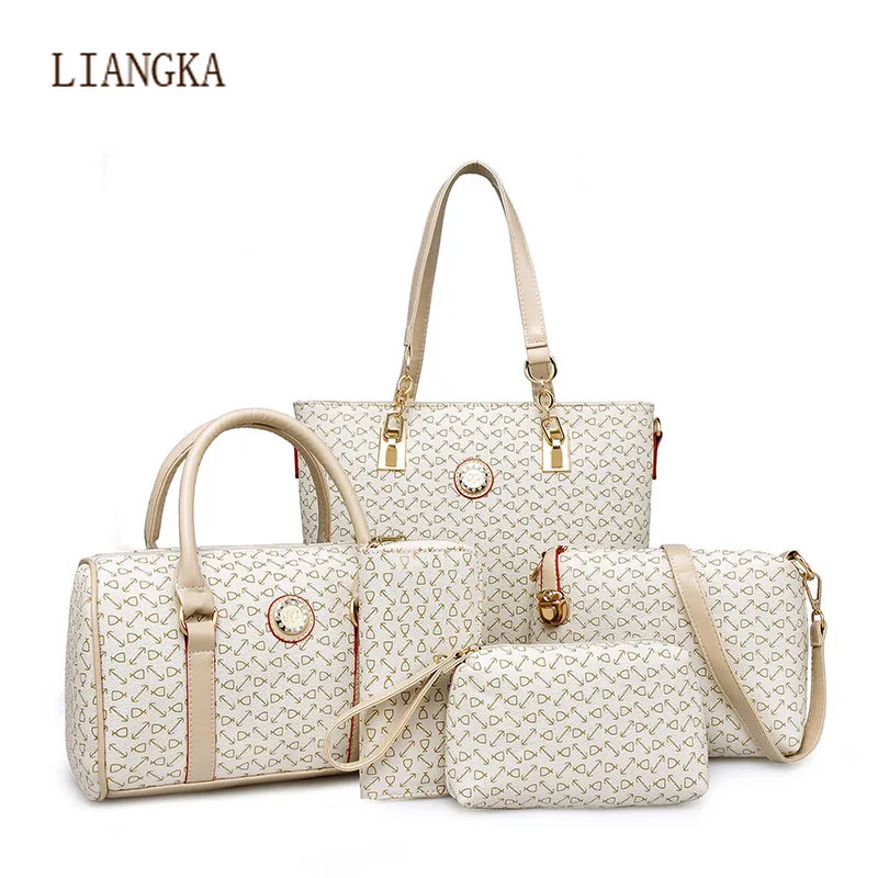 5piece Set Luxury Brand Women Hand Bag 2021 PU Leather Purse Bags Shoulder Messenger Ladies Handbag Bolsa Feminina