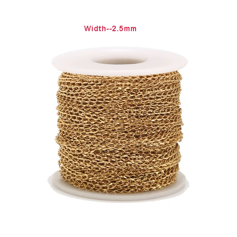 5M/10M 2.5mm Stainless Steel Gold Link Chain Necklace Bulk Cable Chain for Jewelry Making Findings DIY Necklace Bracelet