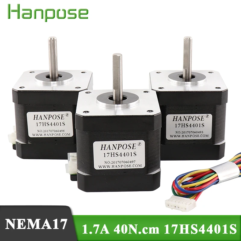 

HANPOSE Free Shipping Nema17 Stepper Motor 1.5A 65oz.in 4-lead 17HS4401S motor for 3D printer accessories 42 stepper motor