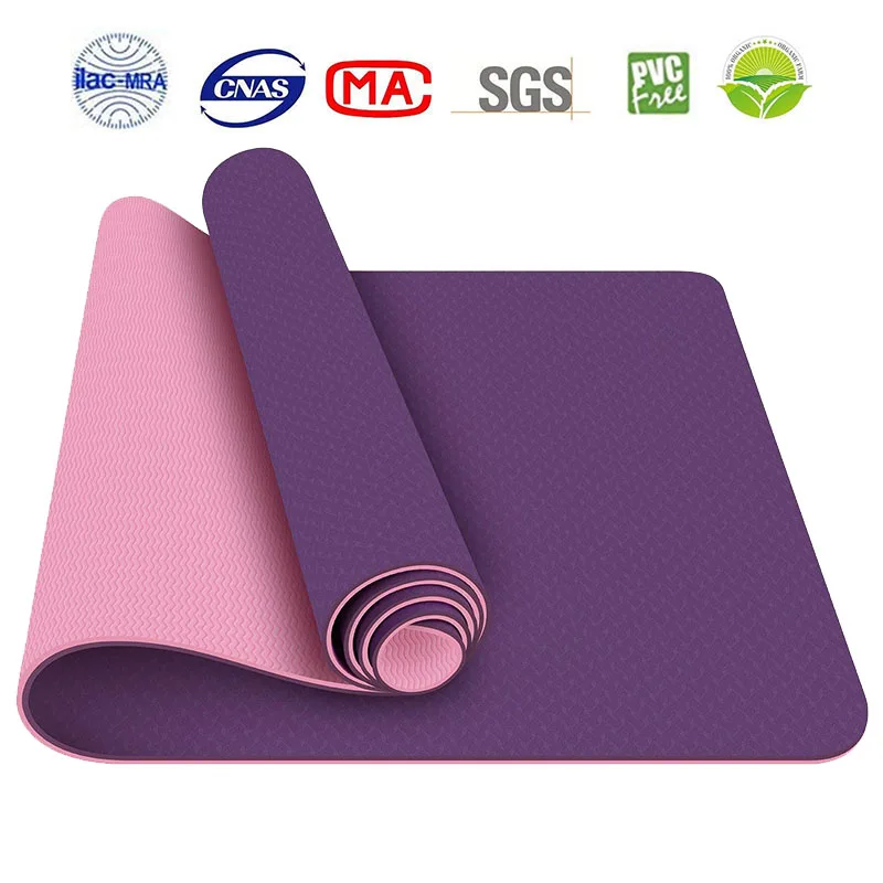 Purple pink Высокий конец 183*61*0,6 см TPE коврик для йоги 6 мм нескользящий Спортивный Коврик для занятий йогой для фитнеса Гимнастика-Пилатес надувной матрас с сумкой для йоги - Цвет: Purple pink