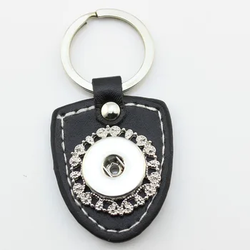

Key Chain Leather Snap Jewelry Interchangeable Snap Button Key Chain Key Rings Black Real Leather 12pcs