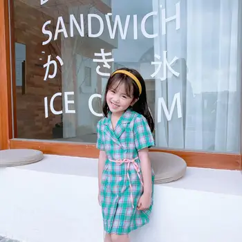 

2020 New Arrival Girls Plaid Dress Summer Short Sleeve Fashion Girls Dresses 2-7 Years