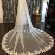 Новая кружевная накидка-Фата 10" W X 120"(3 метра) Длинная свадебная накидка Свадебный Плащ шаль кружевная отделка Alencon Длинная фата