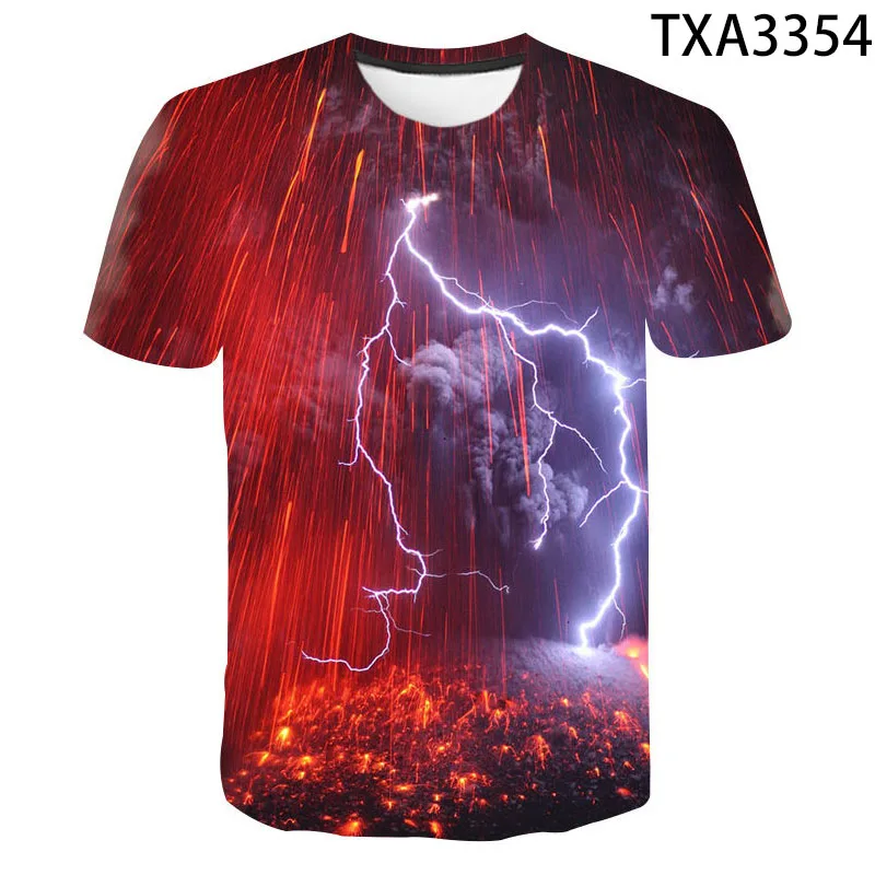 

2020 Summer Short Sleeved Thunderbolt Printed T Shirt Men Women Children 3D T-shirt Lightning Flash T-shirt Boy Girl Tops Tee