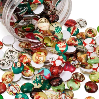 

12x4mm Glass Cabochons for DIY Findings Accessories Box Package, Cartoon Owl Printed, Half Round/Dome, Mixed Color, 200pcs/box